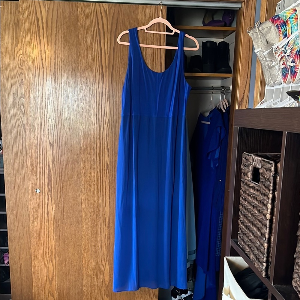 Blue Sleeveless Maxi Sundress for Wedding Guest